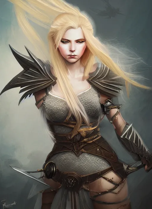 Image similar to blonde combat fairy venizian era, dark fantasy, extremely detailed, sharp focus, portrait, smooth, digital illustration, by rossdraws, frank franzzeta