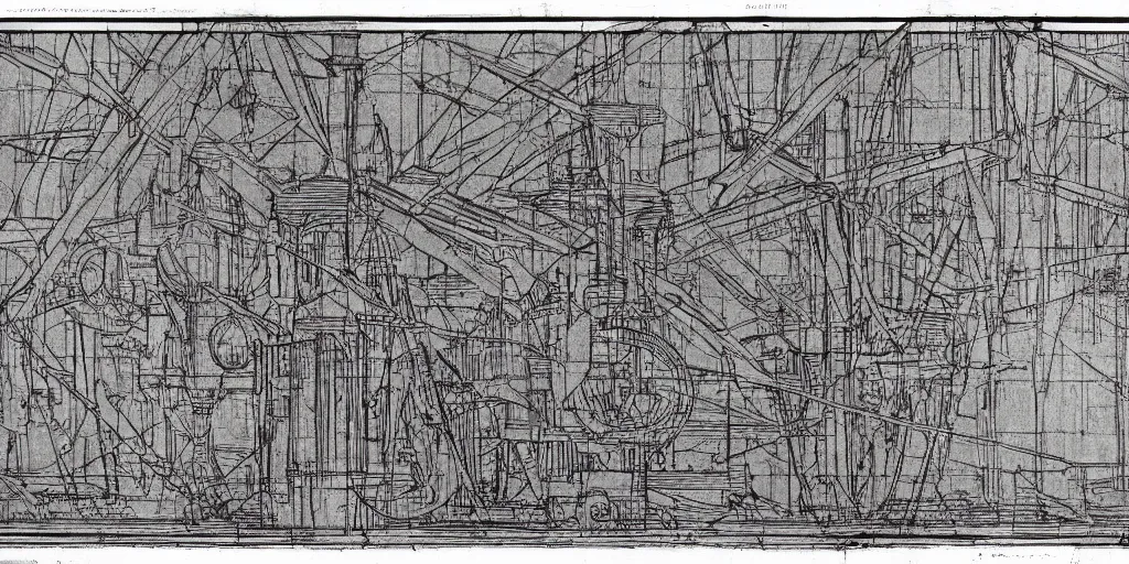Image similar to leonardo da vinci color intricate full page scan blueprint of an environmental saving machine, on paper, sketch ink style, :: ultra-detailed technical precision :: mixed media with white and silver lines, realistic composition, point of interest at golden ratio, light from right, more darkness on the bottom, monumentally art composition, high quality of sketching with subtle hairlines, highly detailed rounded forms, inside out and outside in, octane render