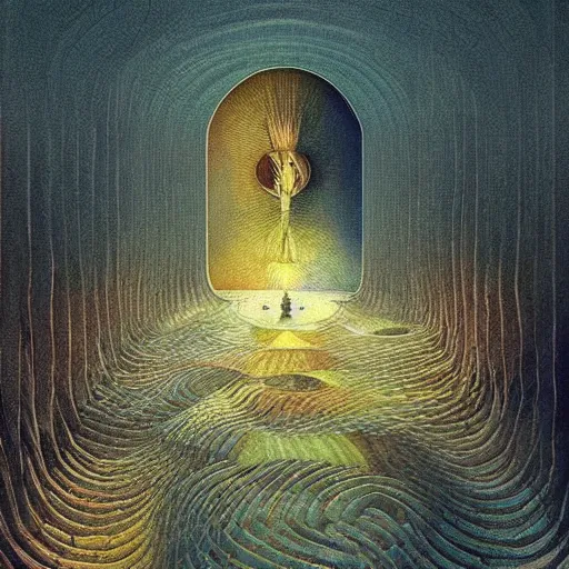 Prompt: everything is connected. digital artwork by vincent bons, michael whelan, remedios varo and gerardo dottori. grainy and rough. interesting pastel colour palette. beautiful light. oil and water colour based on high quality render.