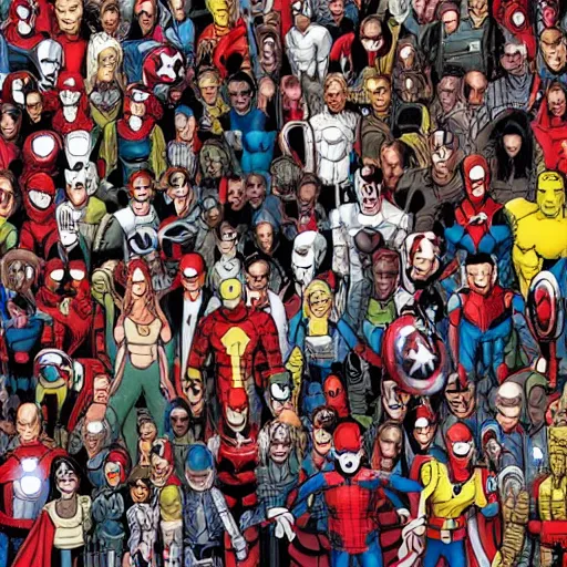 Image similar to marvel mcu where's waldo style book