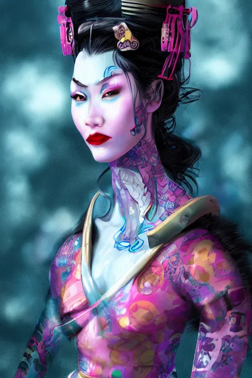 Image similar to agile geisha cyberpunk Dragon princess, digital art, 8k ,character ,realistic, portrait, hyperrealistic