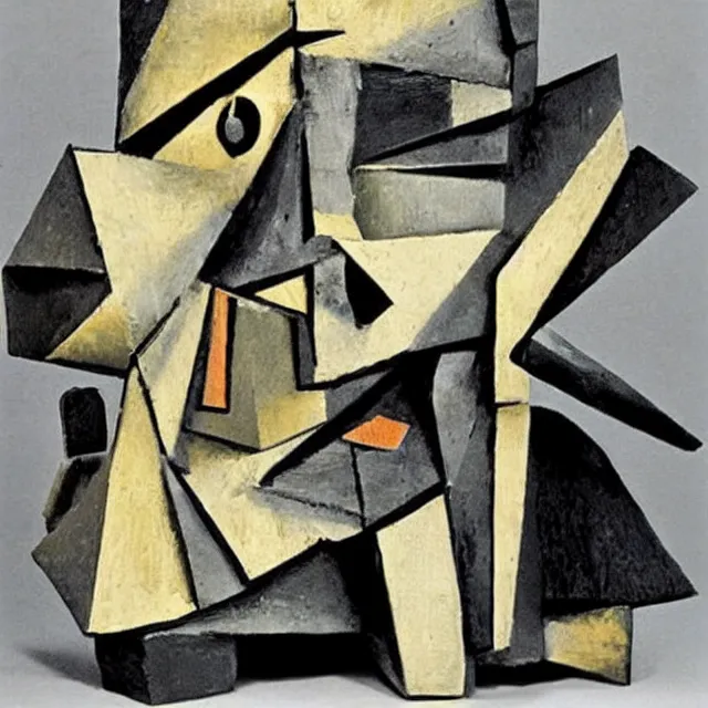 Prompt: cubistic sculpture of Samuel Beckett by Picasso and Georges Braque