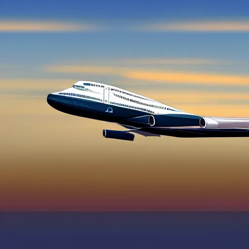Image similar to boeing 7 4 7 airliner, sunset, realistic, high definition, 4 k