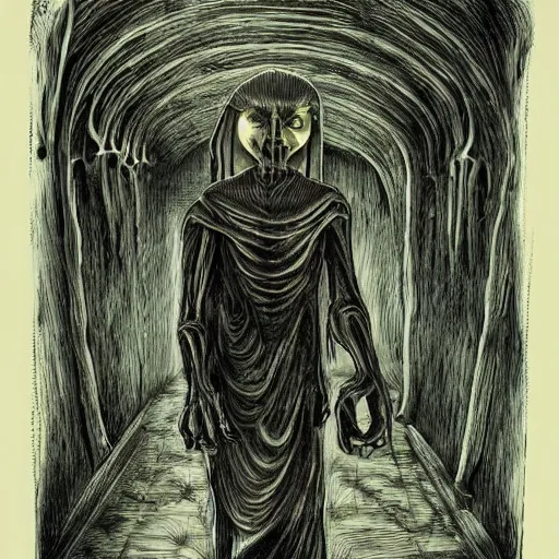 Image similar to frodo baggins, style of h. r. giger, highly detailed, sharp, dark