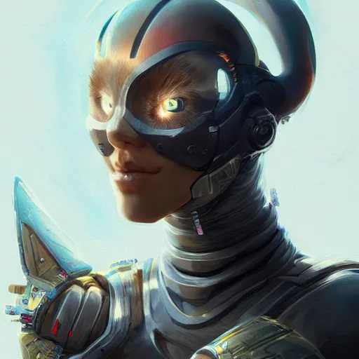 Image similar to epic cyborg cat, portrait, highly detailed, digital painting, trending on artstation, concept art, sharp focus, illustration, art by artgerm and greg rutkowski and magali villeneuv