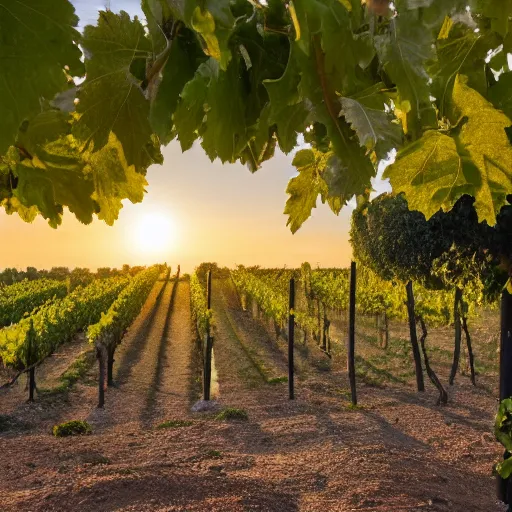 Prompt: big italian villa wine yard on top of hill sunset