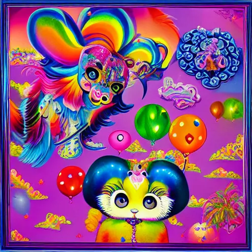 Prompt: Lisa Frank collaboration with Mark Ryden