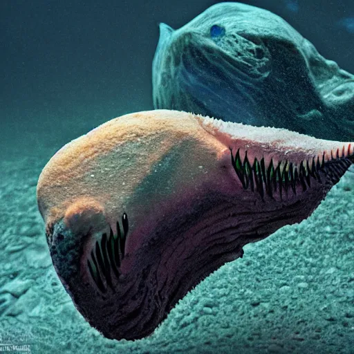 Image similar to National Geographic photo of terrifying deep sea creature