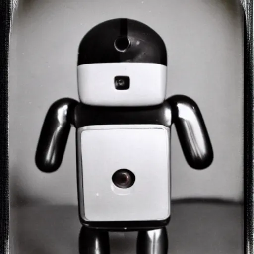 Image similar to 1 9 5 0 s polaroid photo of a miniature robot, cute, high quality, 1 9 5 0 s, polaroid, old