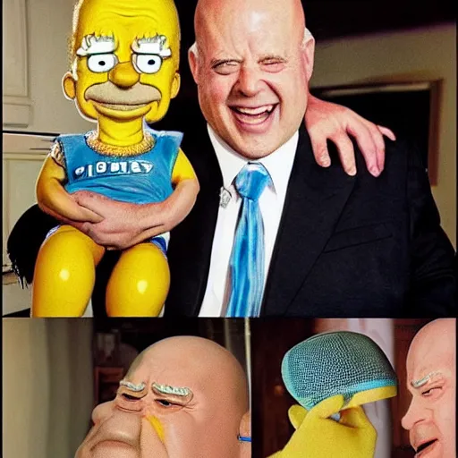 Prompt: celebrity photoshoot of a real life homer simpson, flash