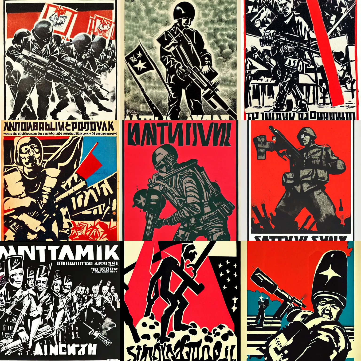 Prompt: antiwar Soviet punk poster
