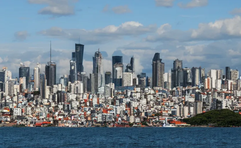 Image similar to skyline of latin american city viewed from the sea