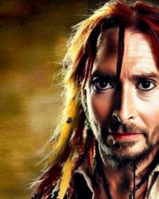 Image similar to David Tennant in a role of Captain Jack Sparrow