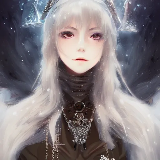Image similar to !dream An anime young woman witch of the cold, scales and jewelry of gold and silver, intricate, digital painting, highly detailed, concept art, Artstation, Cgsociety, Artgerm, Studio Trigger, Wlop