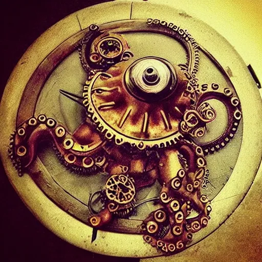 Image similar to “steampunk octopus”