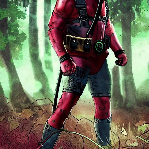 Image similar to jason voorhees with deadpool in the woods 4 k detailed super realistic