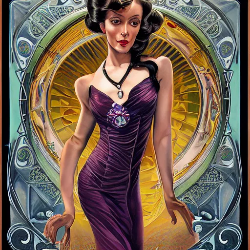 Image similar to an art nouveau, ( streamline moderne ), multi - racial portrait in the style of donato giancola and anna dittmann and charles dulac. very large, clear, expressive, and intelligent eyes. symmetrical, centered, ultrasharp focus, dramatic lighting, photorealistic digital matte painting, intricate ultra detailed background.