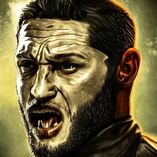 Image similar to Tom Hardy in wolverine suit Digital art 4K quality Photorealism