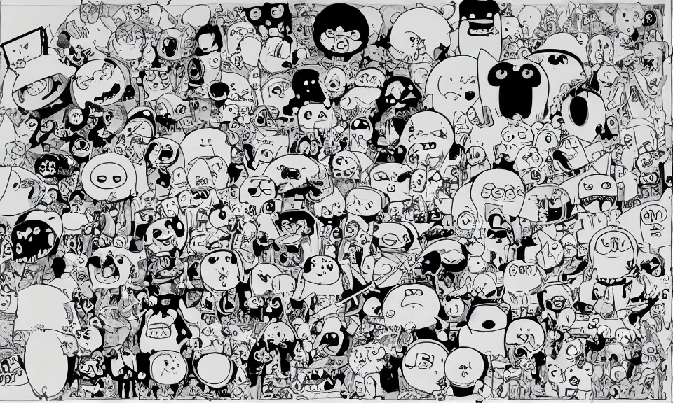 Image similar to Extremely detailed manga drawing of the cartoon Adventure Time