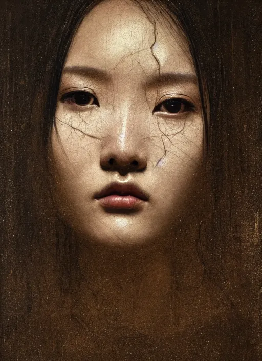 Prompt: of dark fantasy, seductive beautiful Lee Ji-eun by Nicola Samori, close up face portrait, medium shot, intricate, elegant, ethereal light, highly detailed, volumetric light, smooth, masterpiece, Refined