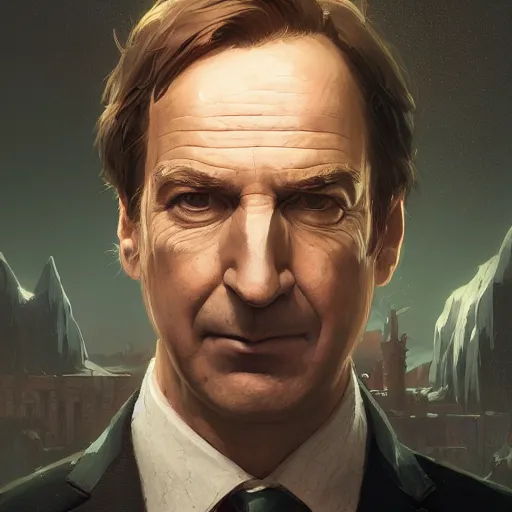 Image similar to highly detailed portrait of saul goodman, unreal engine, fantasy art by greg rutkowski, loish, rhads, ferdinand knab, makoto shinkai and lois van baarle, ilya kuvshinov, rossdraws, tom bagshaw, global illumination, radiant light, detailed and intricate environment