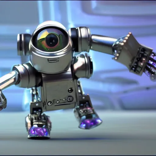 Prompt: 3 d rendered movie still pearlescent robot kitten robots quadruped in epic outer space battles and disco dance contests on saturn. science fiction, blockbuster movie, imax, 7 0 mm, 4 k, dystopian future, computer - animated science fiction film, space odyssey, bladerunner, silent running, wall - e