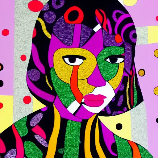 Image similar to a yayoi kusama 2 0 2 2 portrait of a girl, colorfull, 4 k, vogue