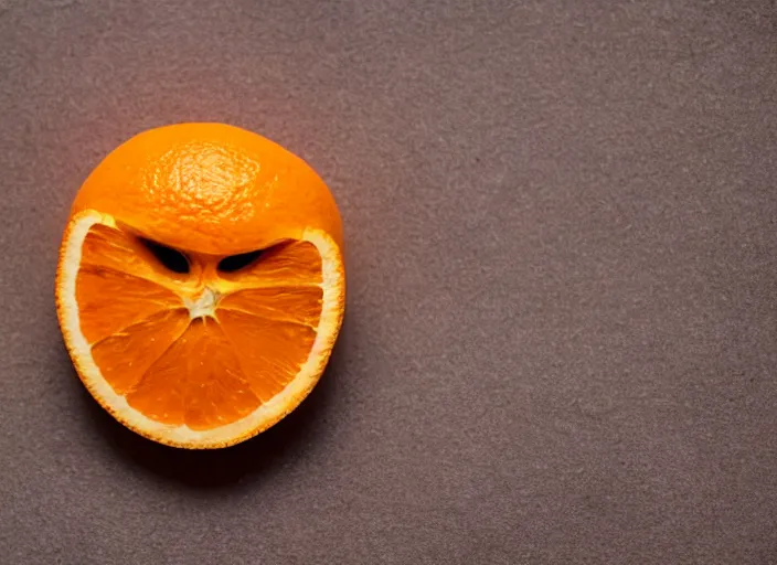 Prompt: photo still of an orange with face on it, 8 k, studio lighting bright ambient lighting key light, 8 5 mm f 1. 8