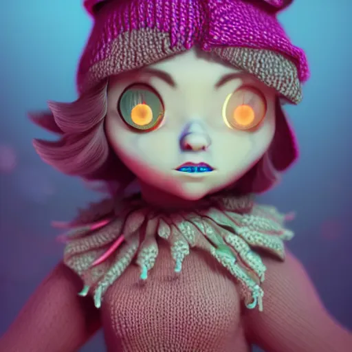 Image similar to knit candypunk witch, high - quality, character design!!!! beautiful lighting, magicpunk, dollpunk, 1 6 k, oled, octane, redshift, hyper detailed, excellent detail