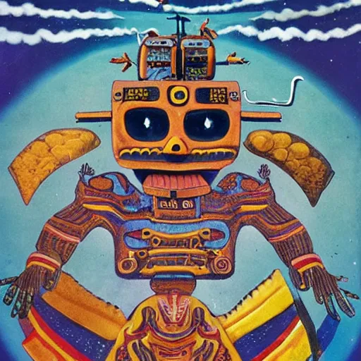 Image similar to mayan mural of dan akroyd piloting a ufo, national geographic, history channel
