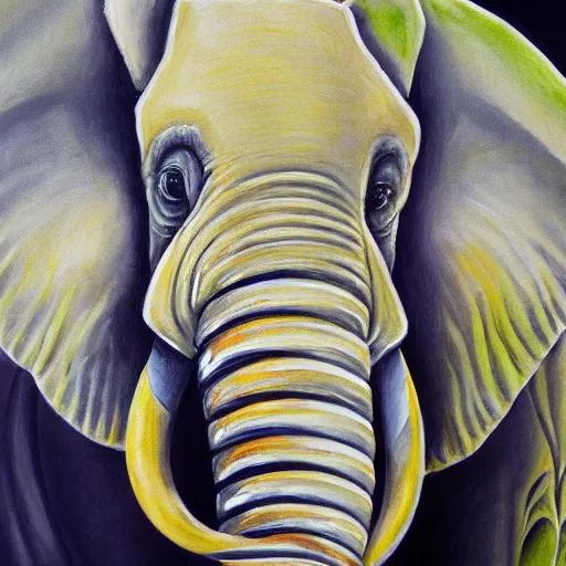 Image similar to hybrid animal cow with elephant ears and long tusks detailed painting 4 k