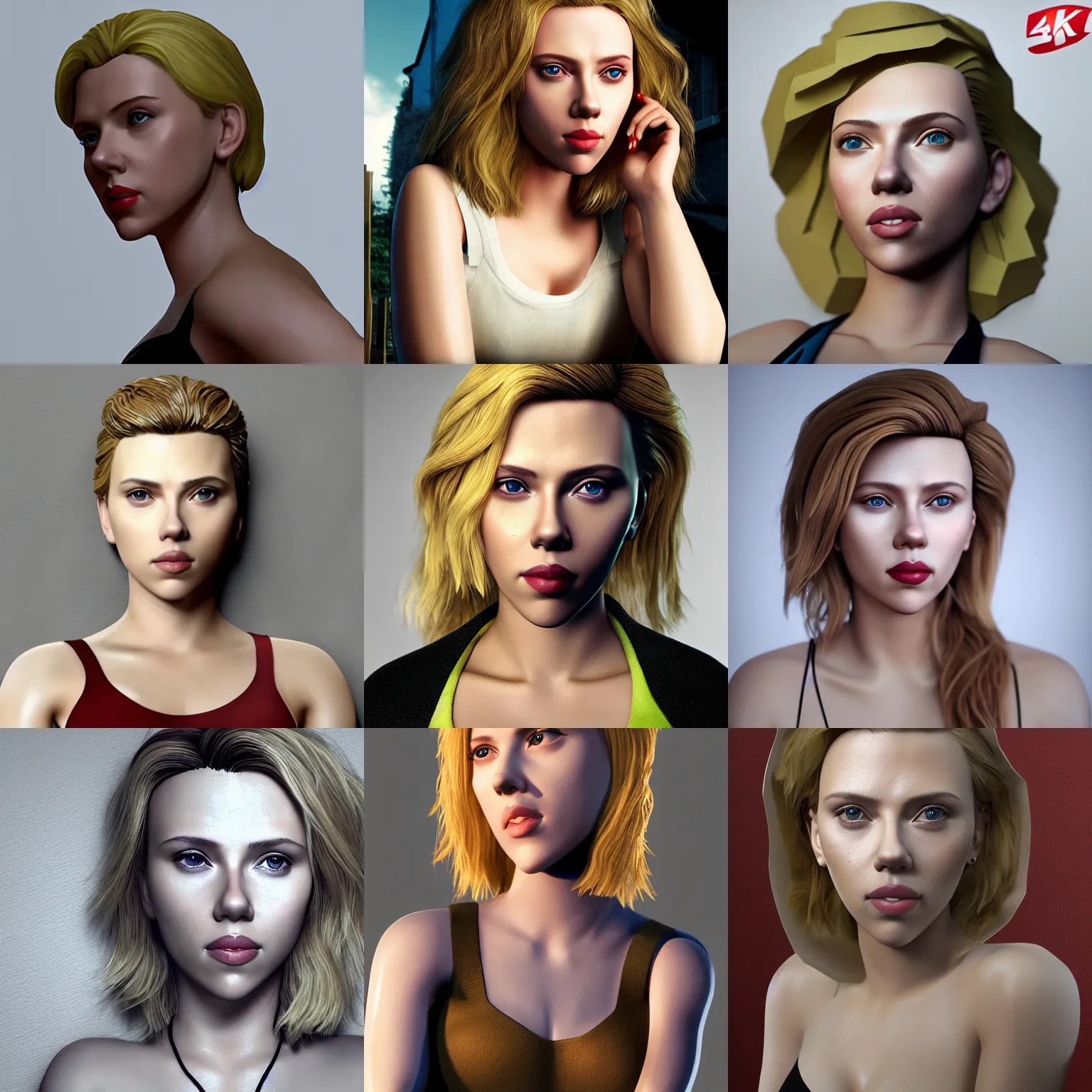 Prompt: scarlett johansson made out of cardboards, photorealistic, photo, product, unreal engine, 4 k, gallery