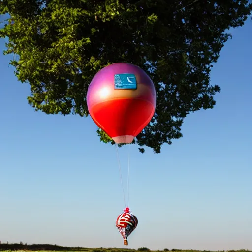 Image similar to hot air baloon tied to the ground with a sailor's anchor. hopper style.