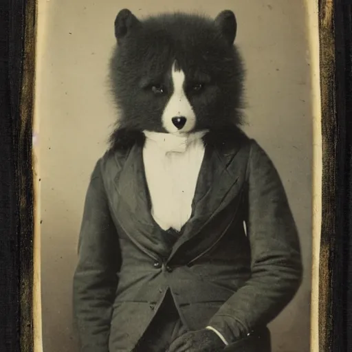 Prompt: a photograph of a furry from the early 1 9 th century
