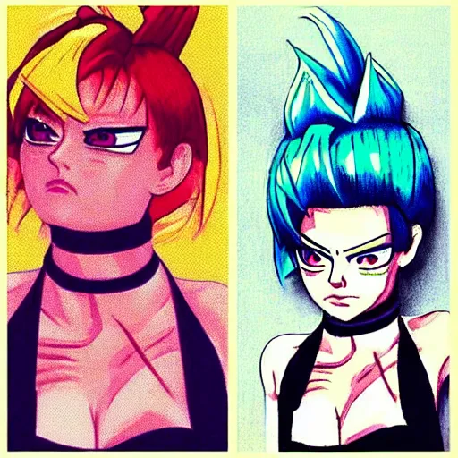 Image similar to emma stone in the style of sailor dbz