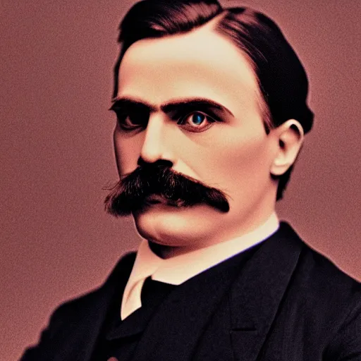 Image similar to 3 5 mm modern colors, portrait of friedrich nietzsche in rgb, taken in 2 0 1 9