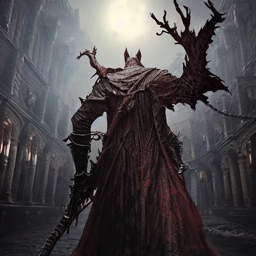 Image similar to a highly detailed digital image of a bloodborne creature, by Andrea Chiampo, artstation and Frederik Heyman, extremely detailed, stunning volumetric lighting, hyper realism, fantasy 4k