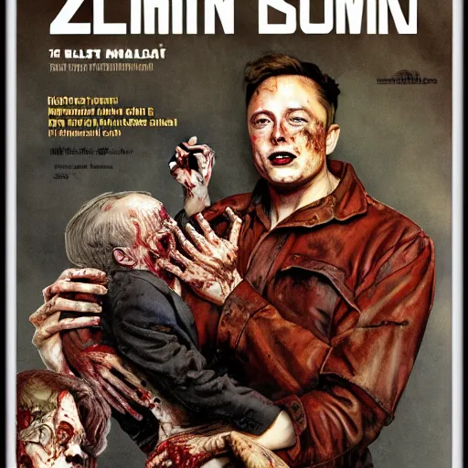 Prompt: zombie elon musk by norman rockwell