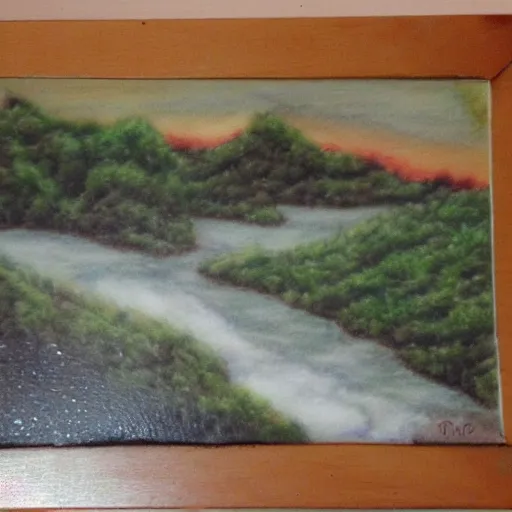 Image similar to landscape, river made of hot tea