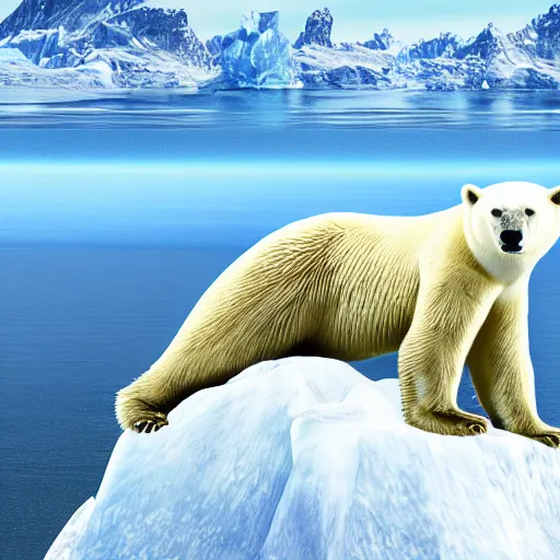Prompt: polar bear on iceberg in marsphotorealistic, high resolution,, trending on deviantart, hdr, hyper detailed, insane details, intricate, elite, ornate, dramatic lighting