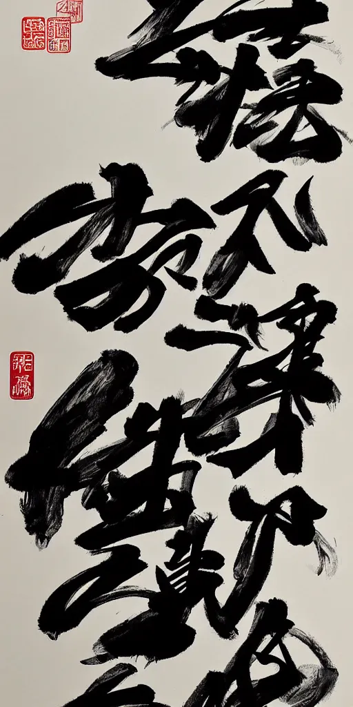 Image similar to high quality big chinese ink strokes, black and white, brush, caligraphy