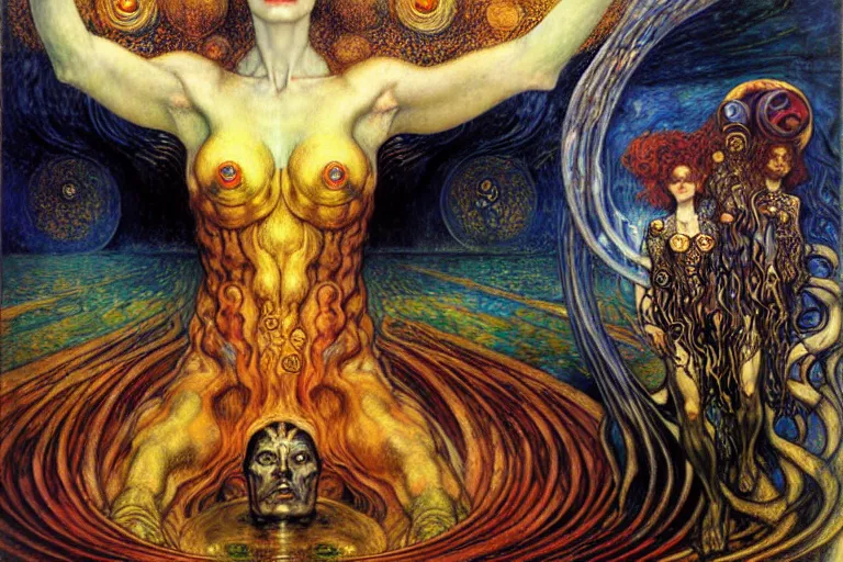 Image similar to Divine Chaos Engine by Karol Bak, Jean Delville, William Blake, Gustav Klimt, and Vincent Van Gogh, symbolist, visionary