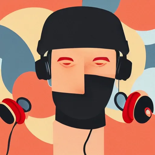 Prompt: streamer on twitch with black hat, stubble, ginger hair, orange hair, black cap, stubbles, red headphones, in the style of tatsuro kiuchi, art, abstract