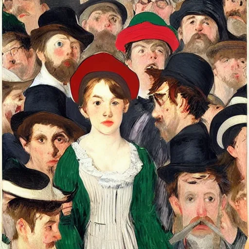 Prompt: Where's Waldo, in the style of Manet