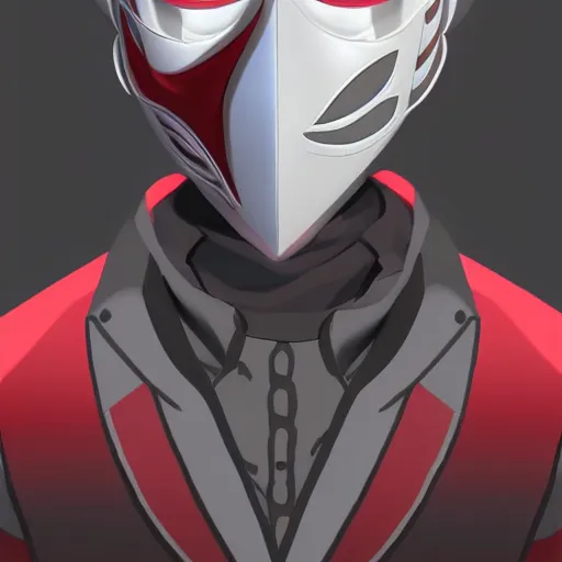 Image similar to detailed guy with mask made in persona style highly detailed high quality, 8k, smooth, art, art, detailed face,
