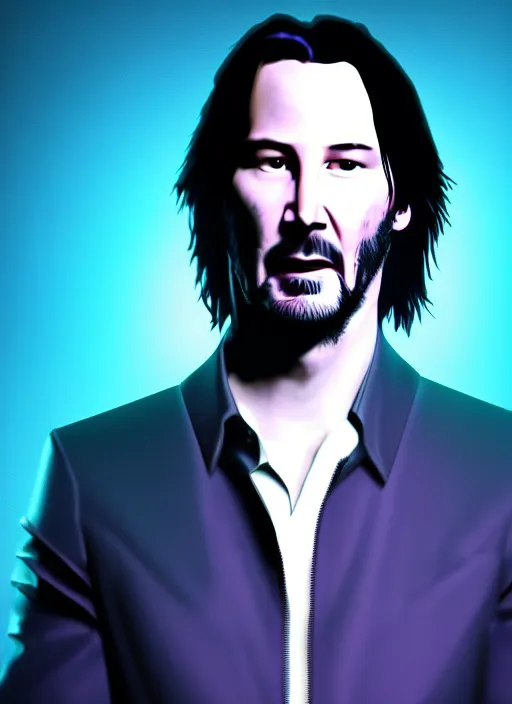 Prompt: Portrait of Keanu Reeves doing karaoke, symmetrical face, intricate, face, elegant, light purple mist, blue backlight, highly detailed, dramatic lighting, sharp focus, trending on artstation, artstationHD, artstationHQ, unreal engine, 4k, 8k