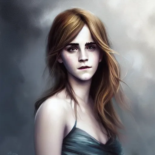 Image similar to Beautiful Painting of Emma Watson in the style of Charlie Bowater, digital fantasy portrait
