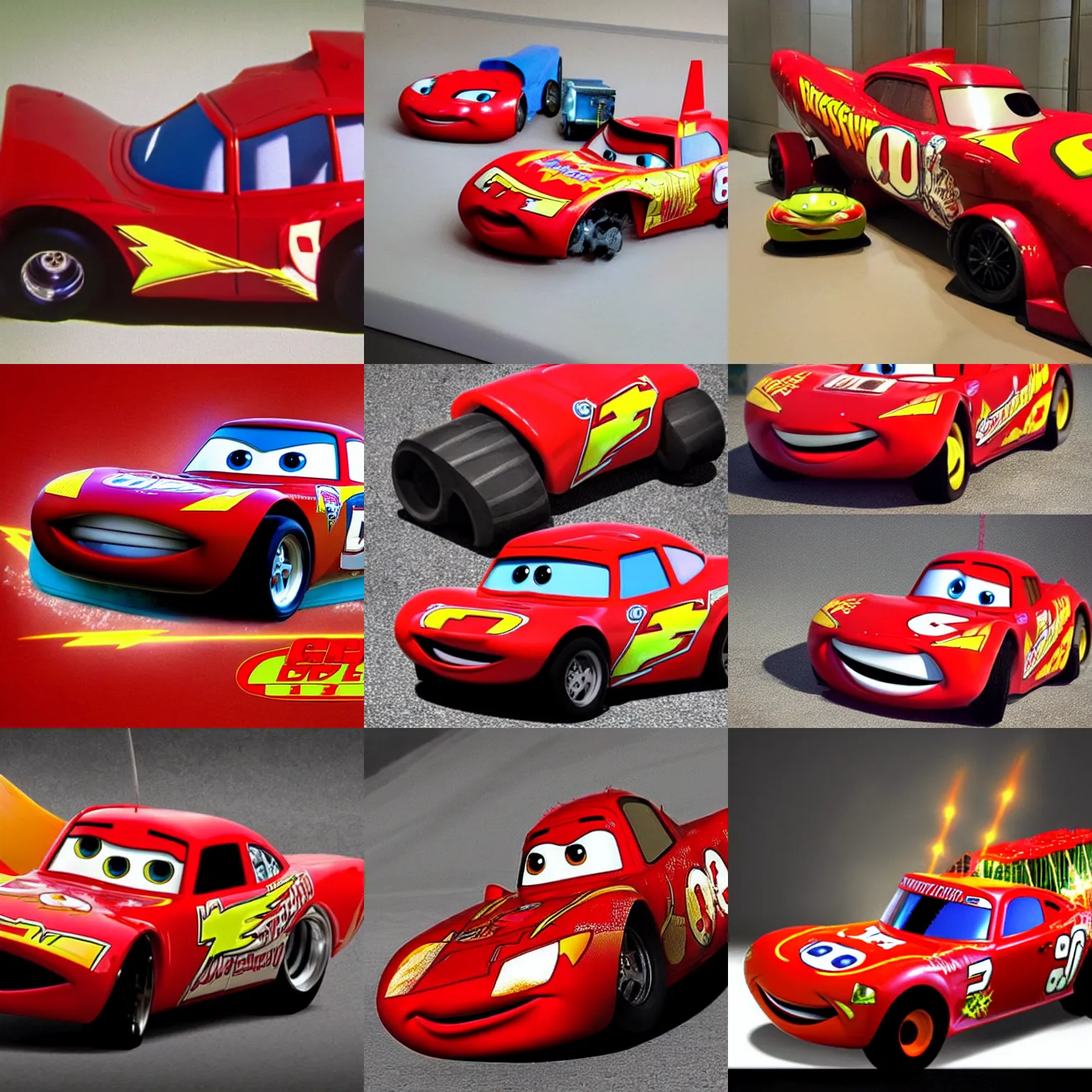Prompt: lightning mcqueen converted into a superweapon