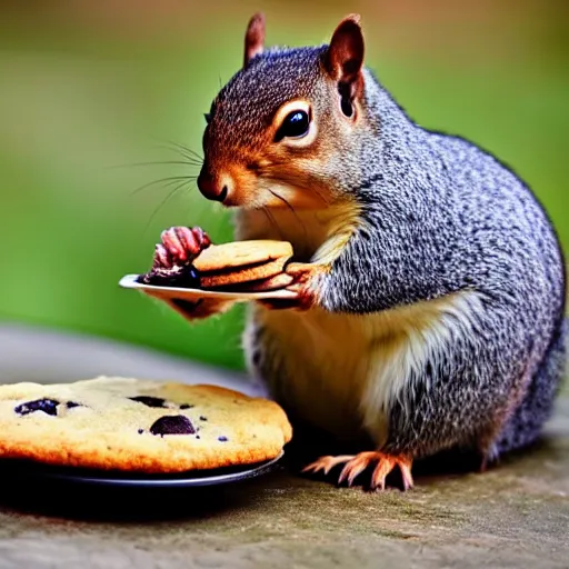 Image similar to A fat squirrel eating a cookie