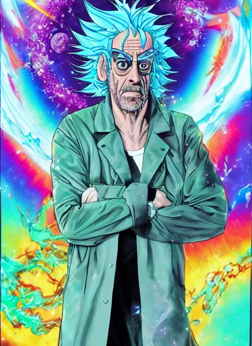 Image similar to Christopher Lloyd as Rick Sanchez by Noriyoshi Ohrai and Lisa Frank